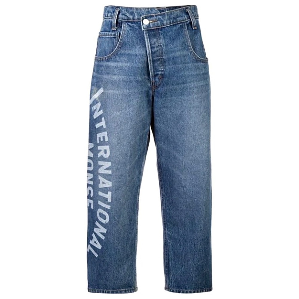 MONSE Logo‎ Printed 90s Grunge Baggy Wide Leg Crossover Waist Boyfriend Jean 26